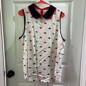 Dinosaur Button Up Tank with Peter Pan collar 🦖🦕